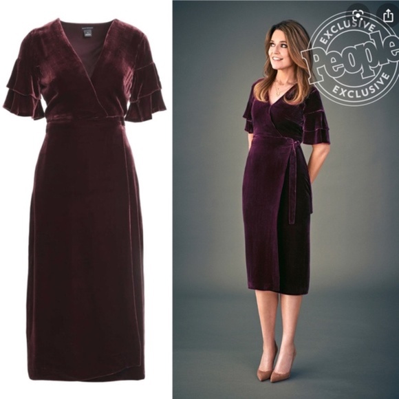 CLUB MONACO Tay Velvet Midi Wrap Dress Burgundy 2 ASO Meghan Markle - Picture 4 of 9